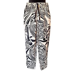 SKYE BATIKS Black/Beige Batik Heirloom Trouser Pants Sz S Tribal BoHo